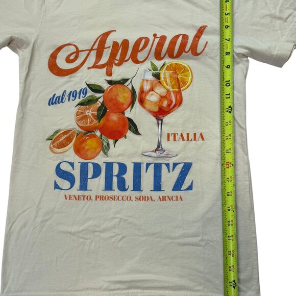 APEROL SPRITZ T Shirt Cream Front Graphic, Size Adult Women's Small 100% Cotton - Picture 2 of 7